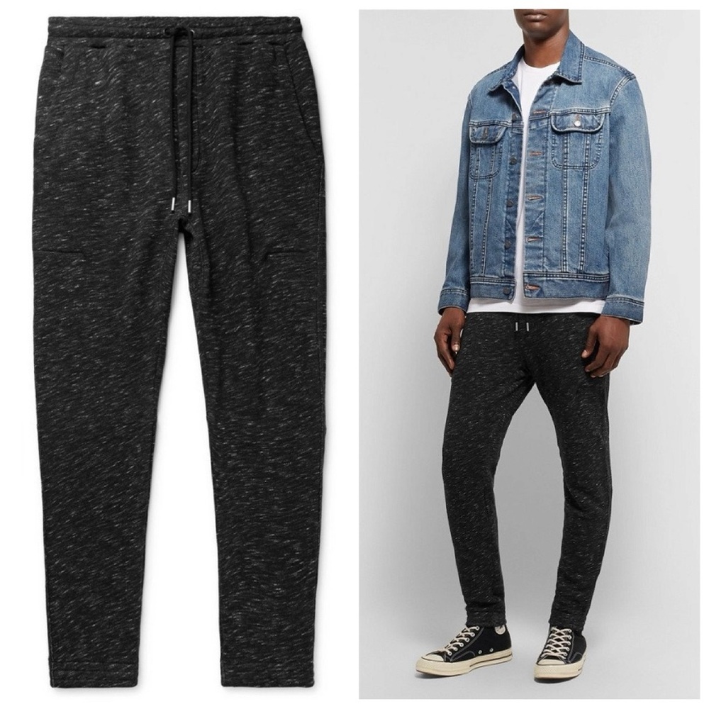 Alex Mill Men’s Tapered Slim Melange Loopback Cotton Jersey Sweatpants Black